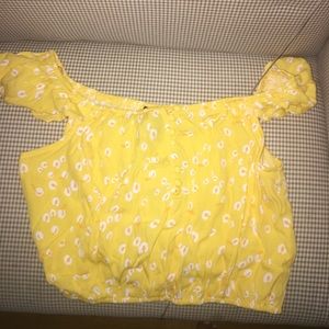 Forever 21 Yellow Off-The-Shoulder Crop Top